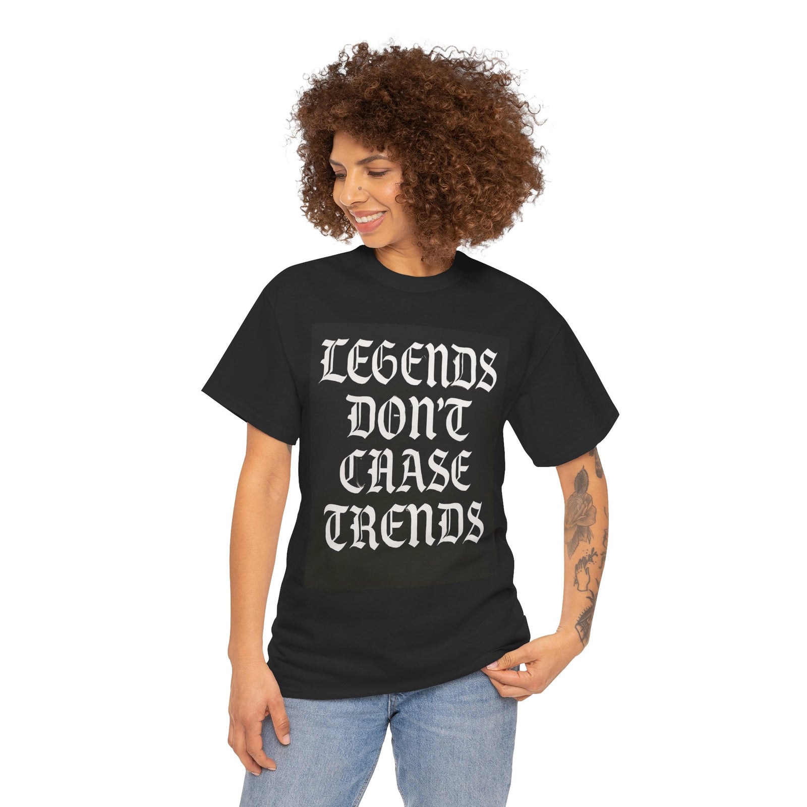 Unisex Heavy Cotton Tee - "Legends Don't Chase Trends" Statement Shirt
