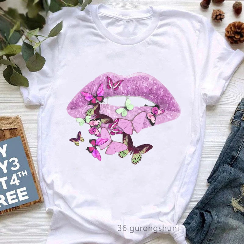 Diva Lipstick Print T-Shirt