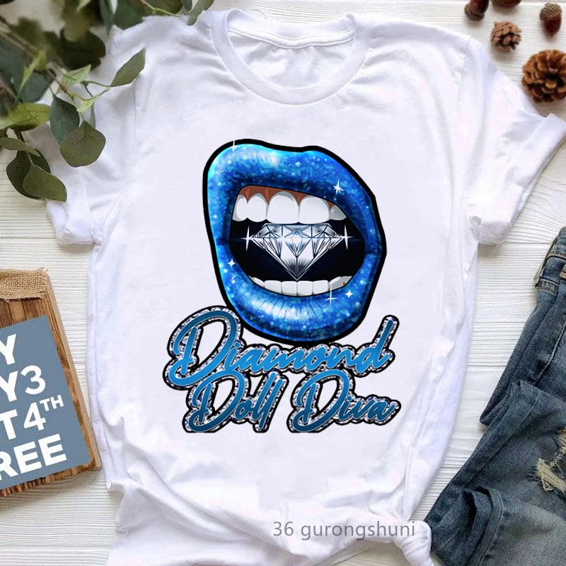 Diva Lipstick Print T-Shirt
