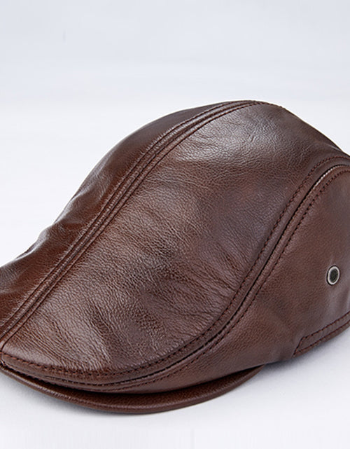 Load image into Gallery viewer, Men Genuine Cowhide With Ear Flaps Beret Hats

