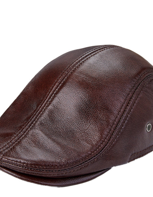 Load image into Gallery viewer, Men Genuine Cowhide With Ear Flaps Beret Hats
