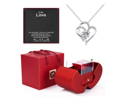 Load image into Gallery viewer, Fashion Jewelry Box Red Apple Christmas Gift Necklace Eternal Rose For Girl Mother&#39;s Day Valentine&#39;s Day Gifts With Artificial Flower Rose Flower Jewelry Box
