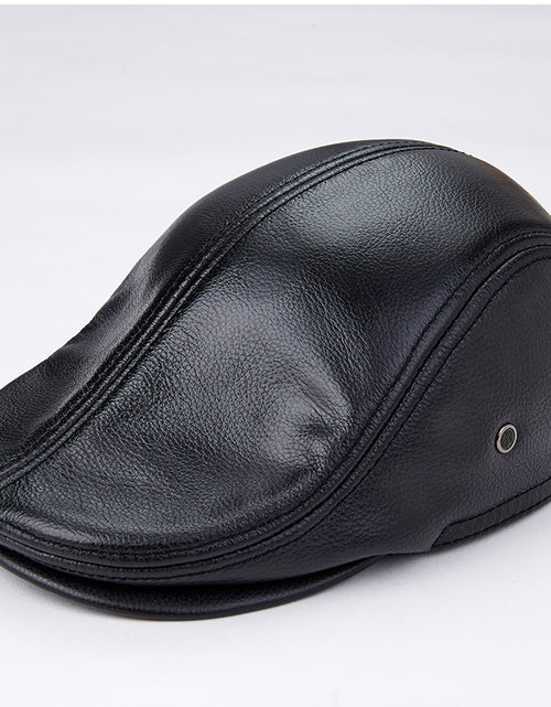 Load image into Gallery viewer, Men Genuine Cowhide With Ear Flaps Beret Hats
