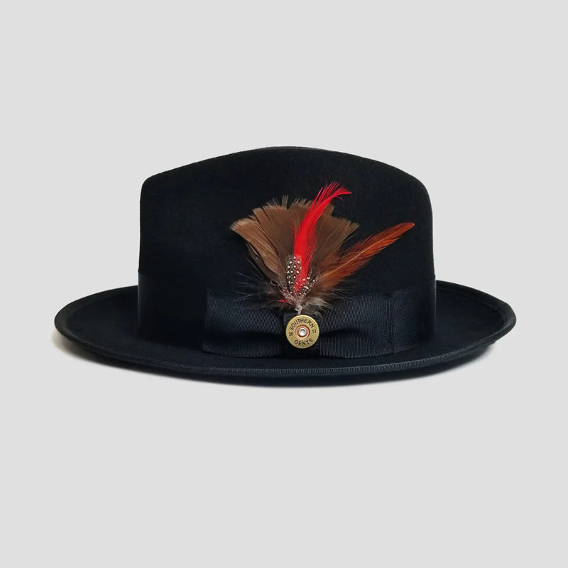 Men's Bowknot Ribbon Felt Billycock Hat