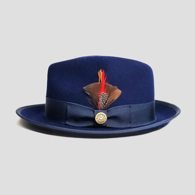 Men's Bowknot Ribbon Felt Billycock Hat