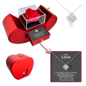 Load image into Gallery viewer, Fashion Jewelry Box Red Apple Christmas Gift Necklace Eternal Rose For Girl Mother&#39;s Day Valentine&#39;s Day Gifts With Artificial Flower Rose Flower Jewelry Box

